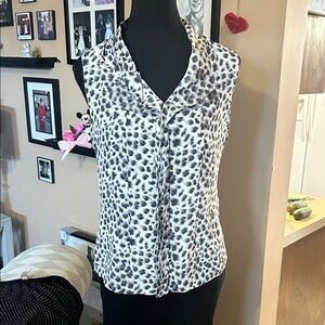 Elie Tahari Black and White Patterned Blouse